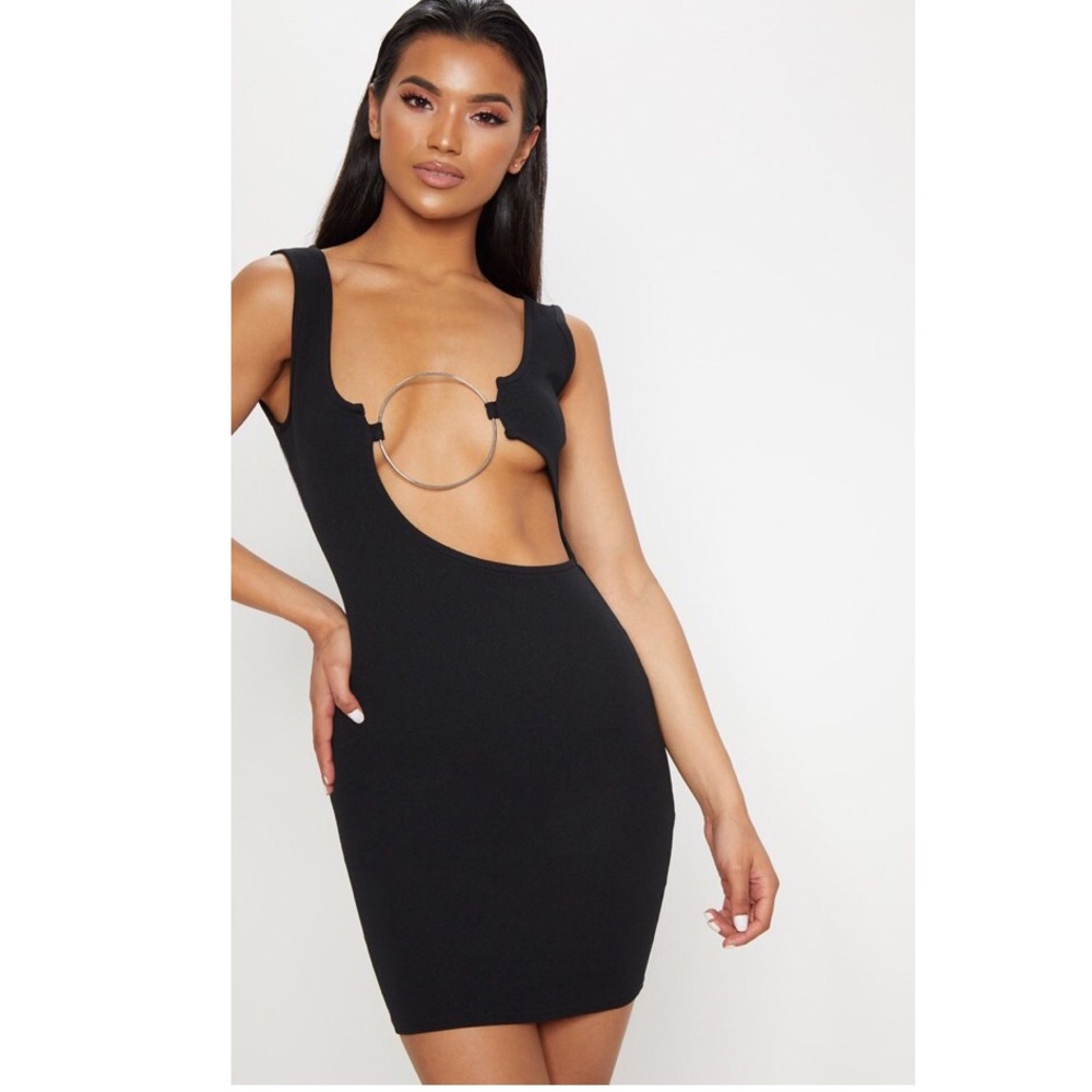 Black Cut Out Ring Bodycon Dress